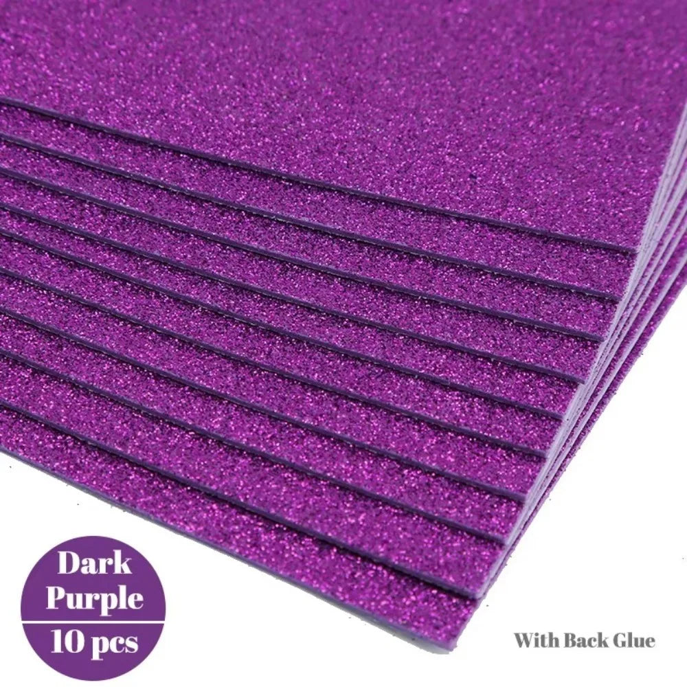 Self-Adhesive Glitter EVA Foam Paper A4 – 10-Pack Craft Sheets