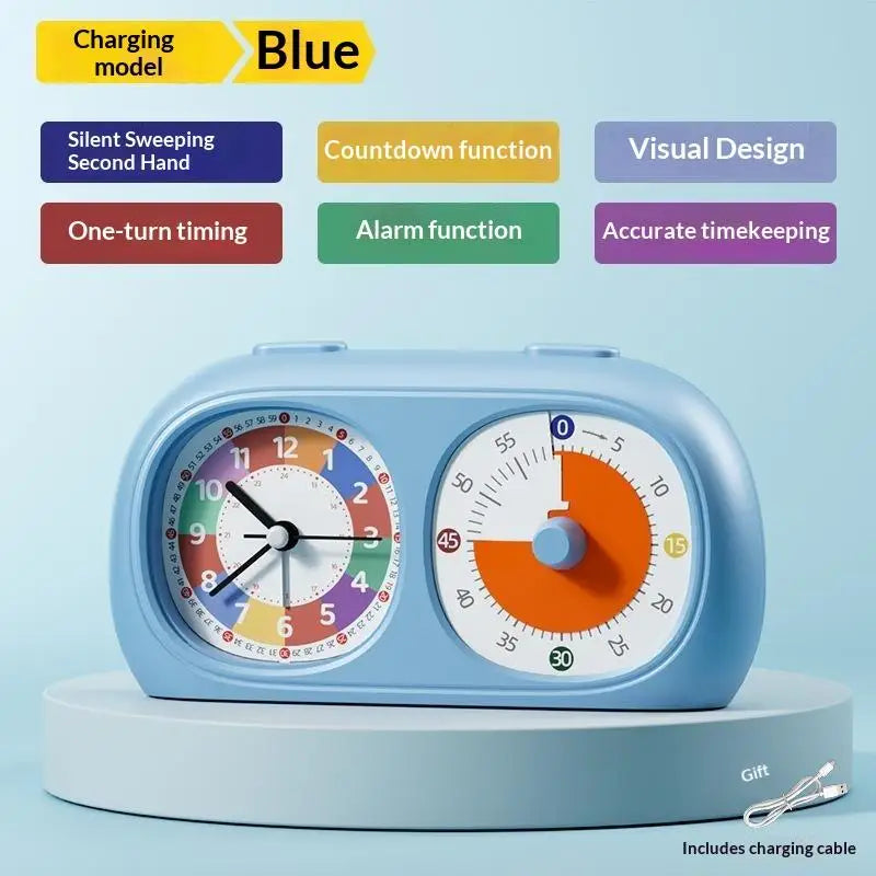 2-in-1 Visual Timer & Silent Alarm Clock for Kids | Study Timer