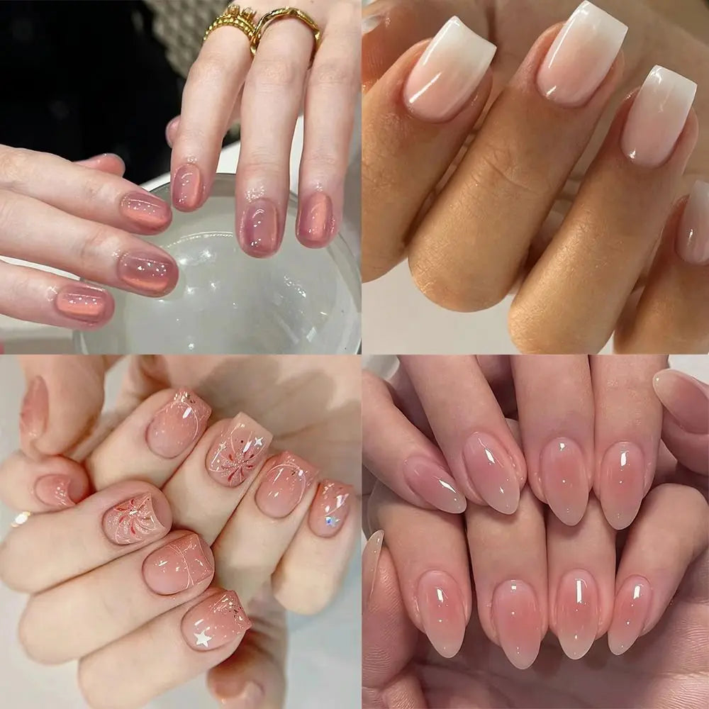 Almond Square Short Press-On False Nails – 24pc DIY Set
