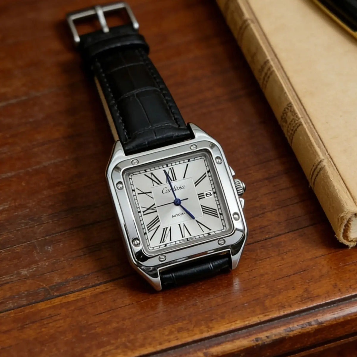 Women's Square Roman Numeral Quartz Watch | Leather Strap