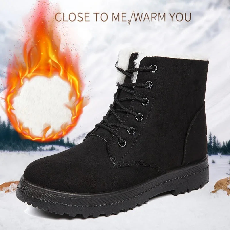 Women's Fur-Lined Waterproof Snow Boots – Warm Platform Ankle