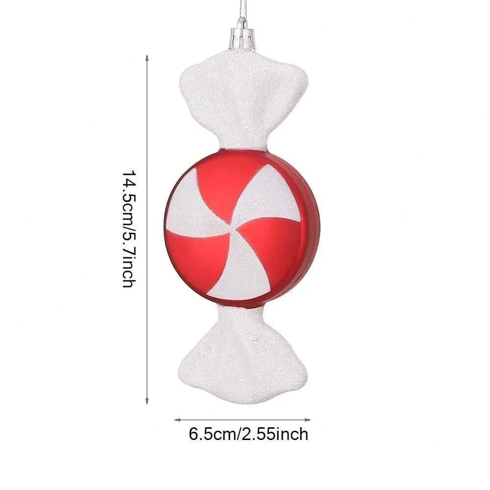 PVC Lollipop & Candy Cane Christmas Ornaments – Red & White