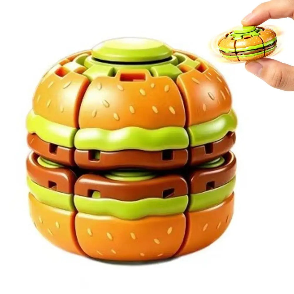 Hamburger Fidget Spinner Ball – Press & Spin Gyro Desk Toy