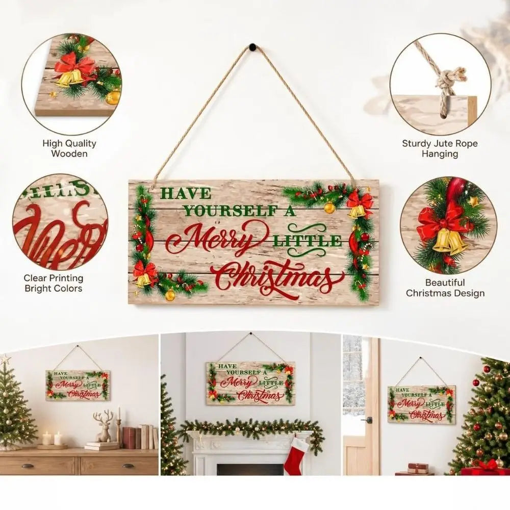 Rustic Wooden Christmas Hanging Wall Decor Welcome Sign