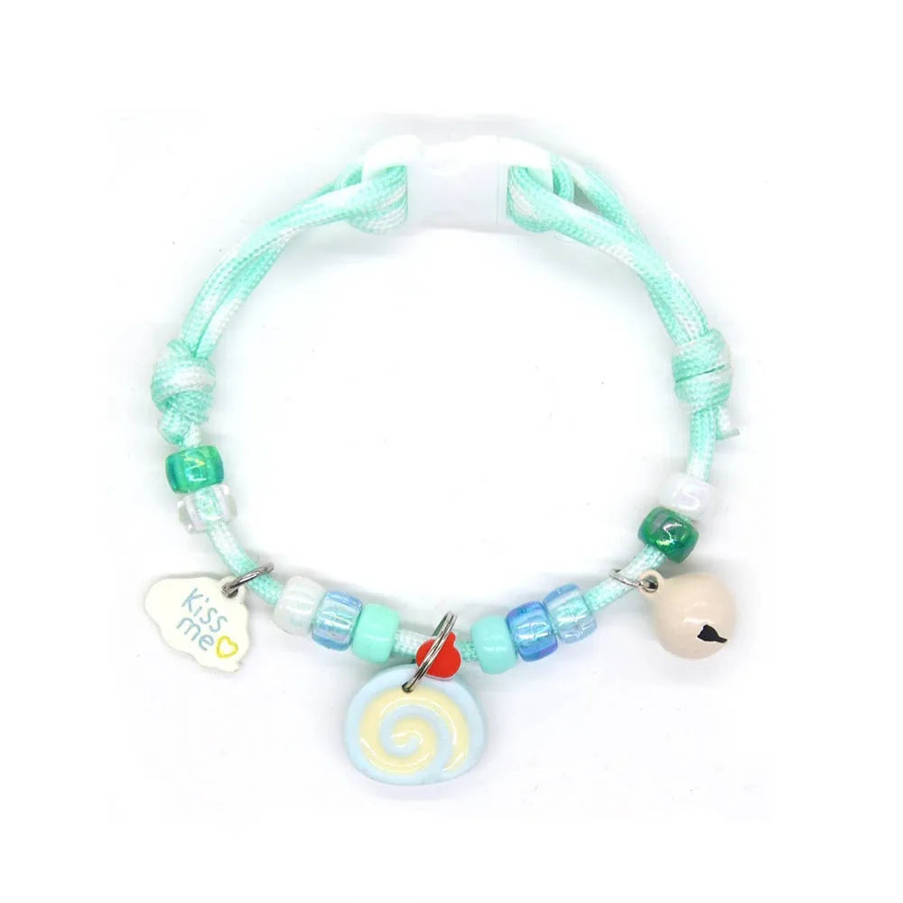 Colorful Braided Cat Collar with Bells – Adjustable Fit