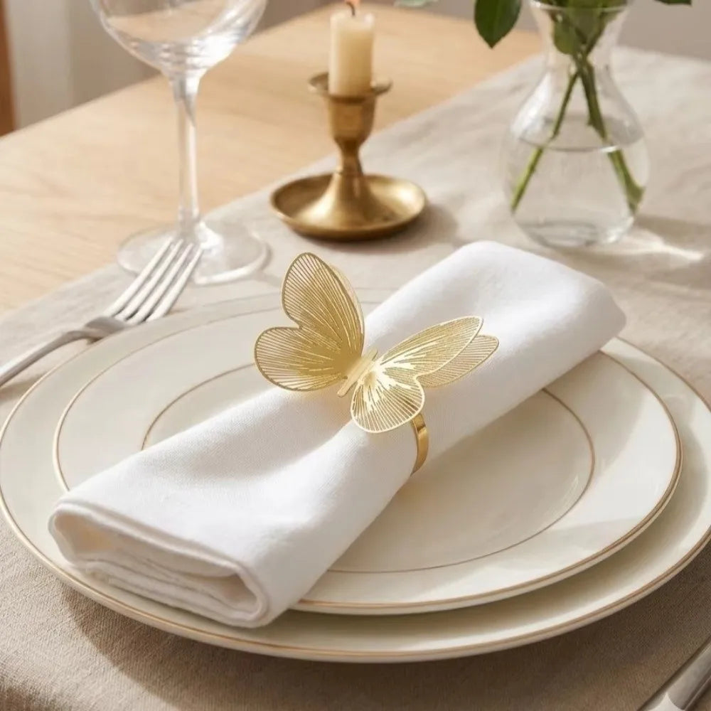 Metal Butterfly Napkin Ring – Hollow Gold & Rose Gold Decor