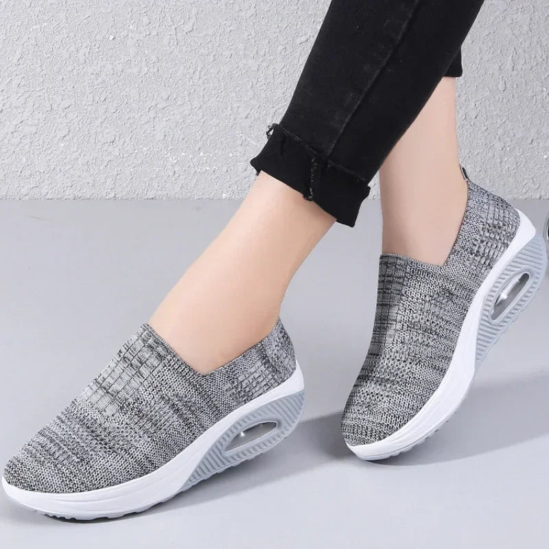 Women's Platform Slip-On Sneakers | Air Cushion Wedge Shoes
