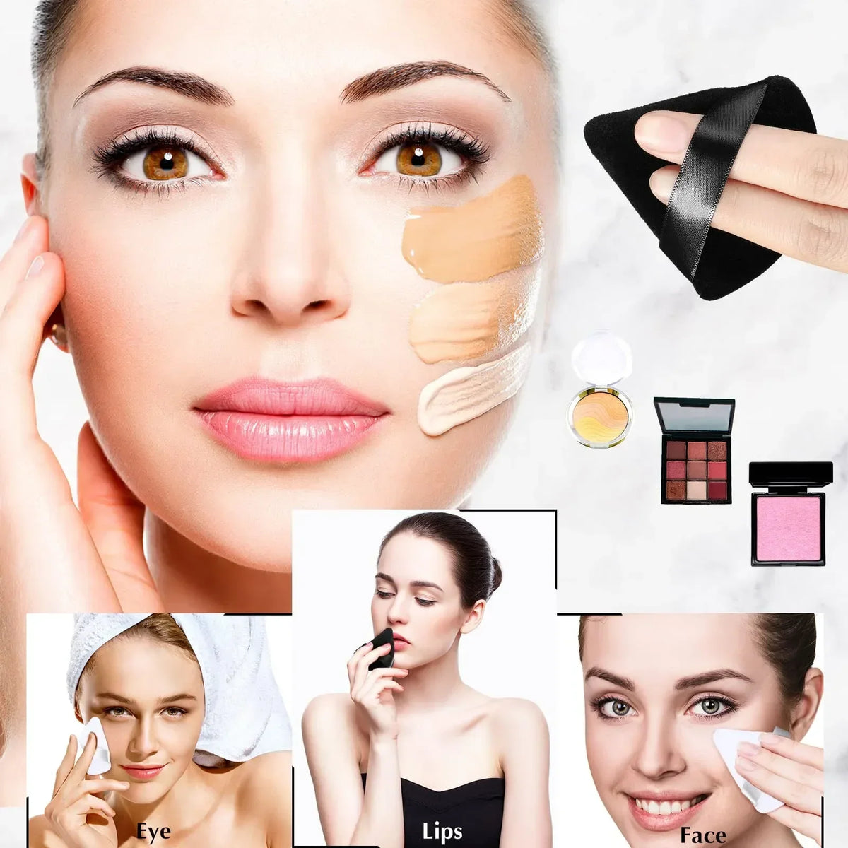 Triangle Velvet Powder Puff Set – Mini Makeup Sponge 10/20 Pcs