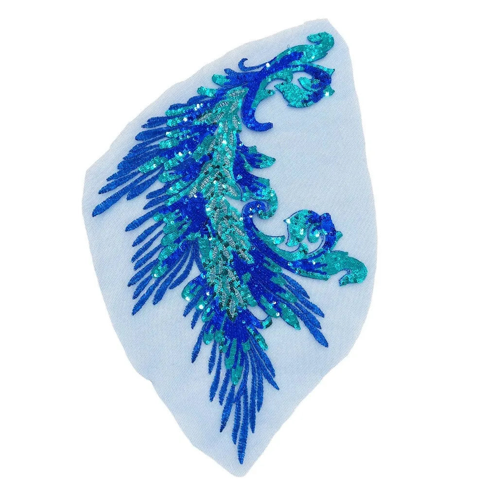 Sequin Phoenix Feather Embroidery Patch – DIY Sew-On Appliqué