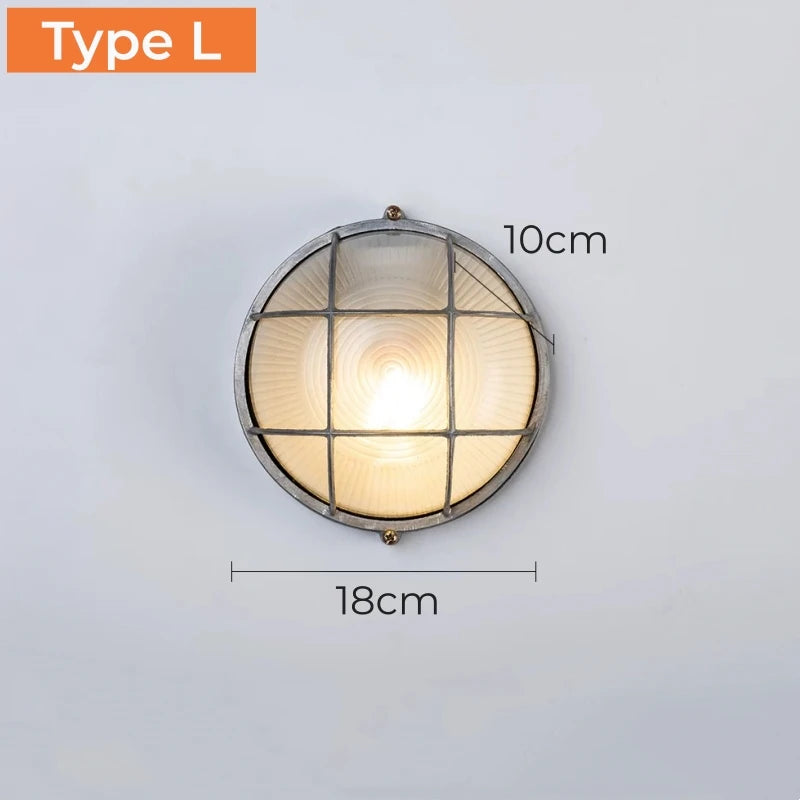 Retro Industrial LED Wall Sconce IP65 Waterproof E27 Glass