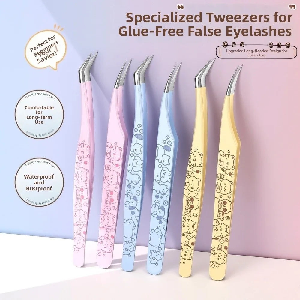 Cartoon Eyelash Extension Tweezers – Stainless Steel, Rust-Proof
