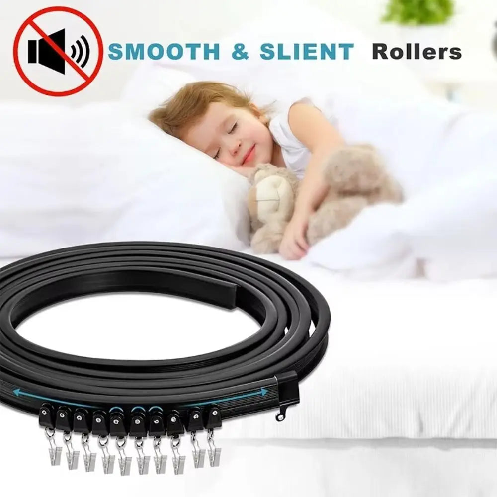 Flexible Bendable Curtain Track Rail 2m/3m – Ceiling & Wall Mount