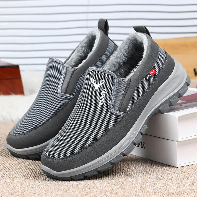 LEDP Men's Slip-On Canvas Loafers – Warm Plush Lining Sneakers