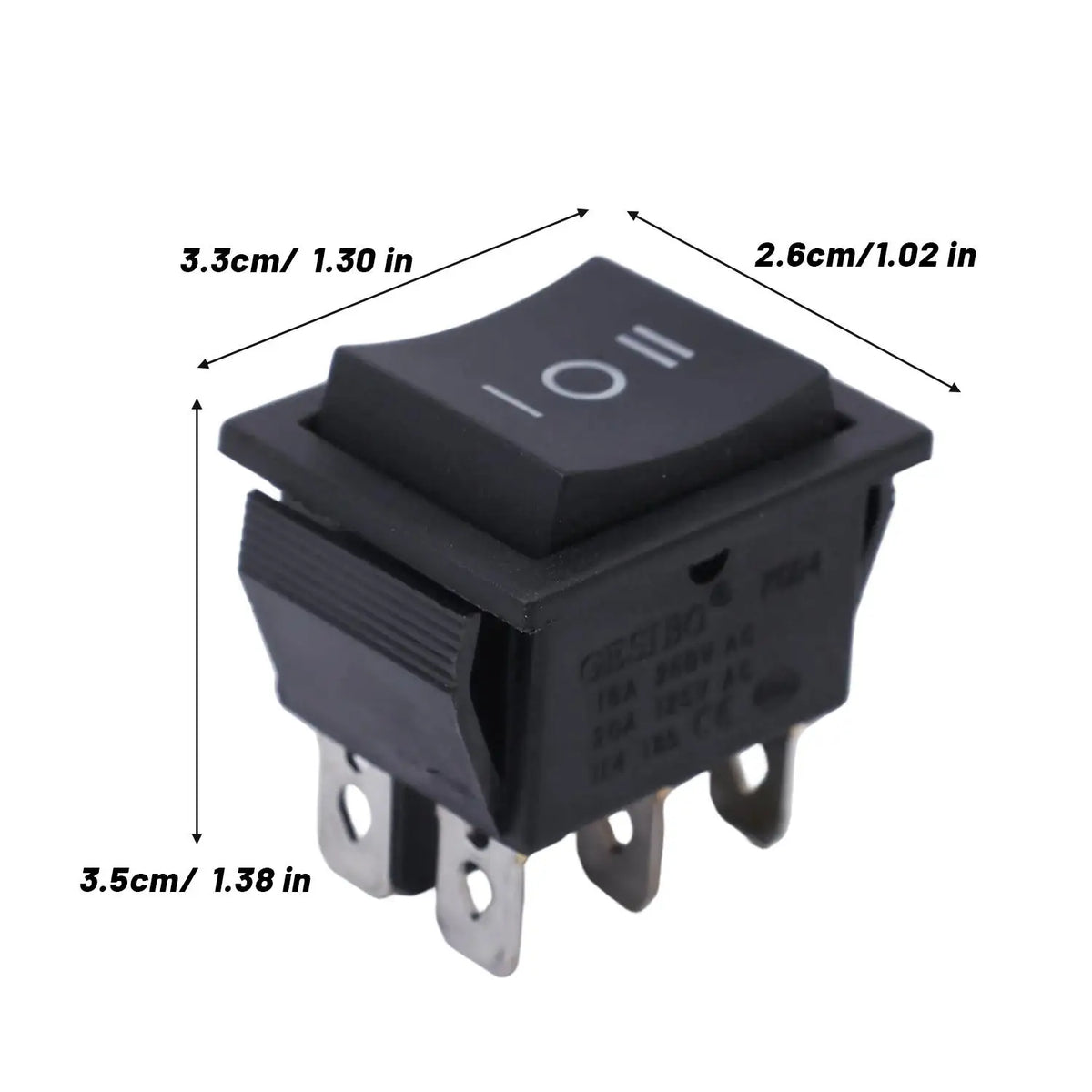 KCD4 Momentary Rocker Switch ON-OFF-ON 6-Pin 16A 250VAC