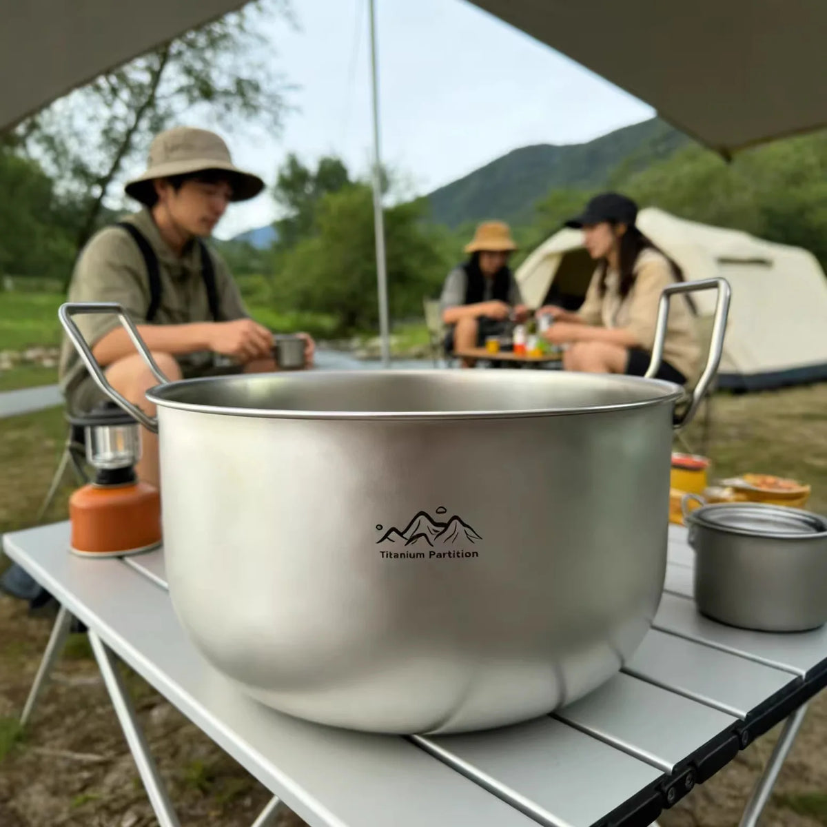 Titanium Camping Soup Pot 2-3L | Folding Handle Backpacking Cook