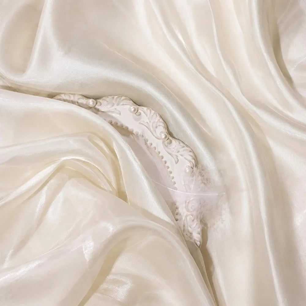 Reflective Liquid Satin Fabric – Metallic Water Gloss Texture