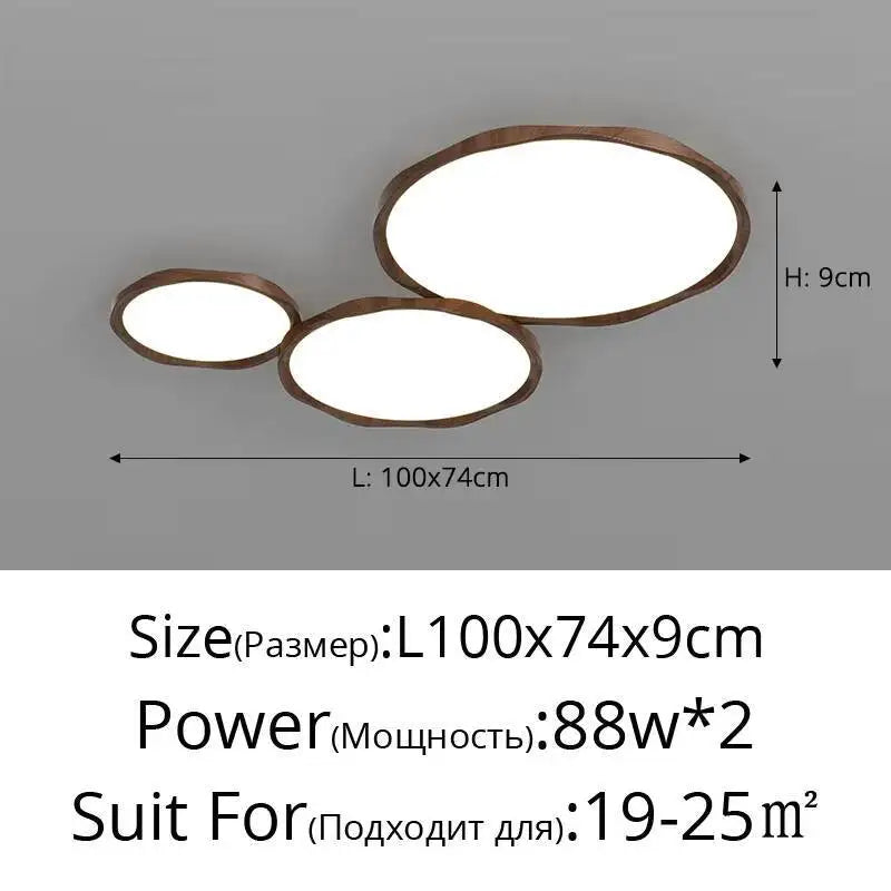 Wood Grain Round LED Ceiling Light – Dimmable Modern Lamp