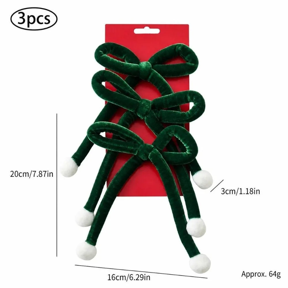 Velvet Christmas Tree Bows – Red & Green Wreath Ornaments 3/6pc