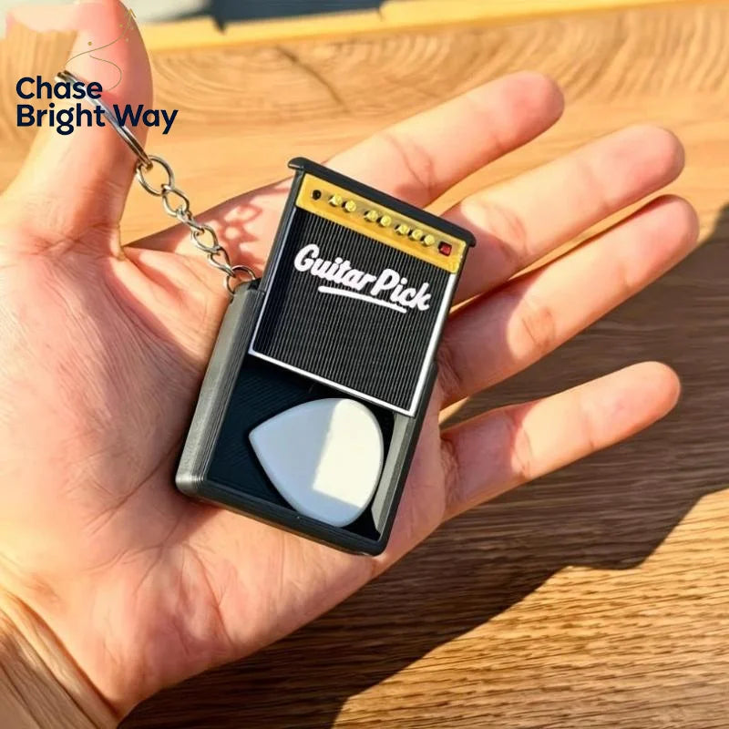 Guitar Pick Holder Keychain Box – Holds 3–5 Picks | Travel