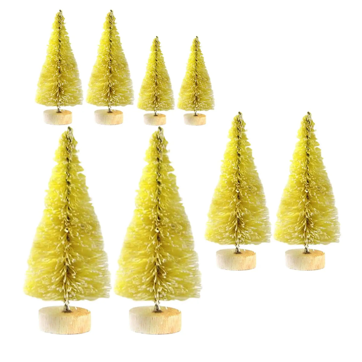 Miniature Pine Tree Set – 8 Bottle Brush Trees with Wooden Bases