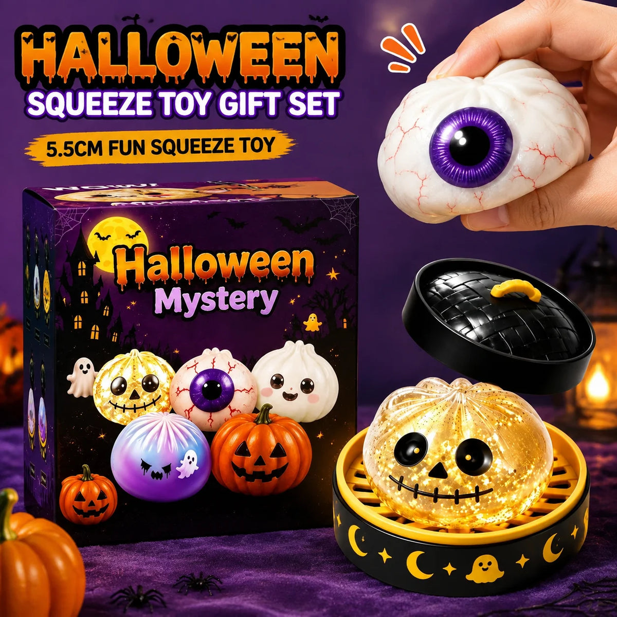 Halloween Ghost Dumpling Slow Rising Squeeze Fidget Toy