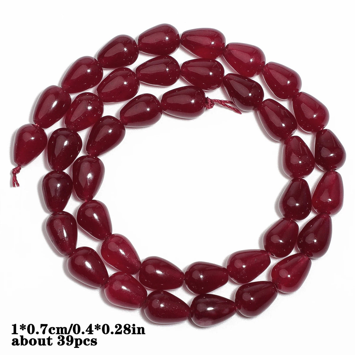 Red Chalcedony Stone Beads – Droplet, Square & Round DIY Jewelry