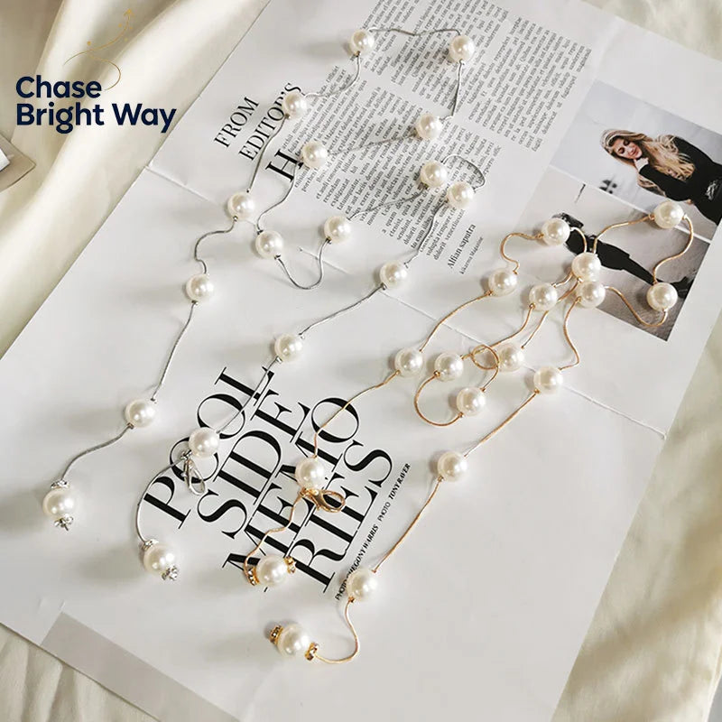 Pearl Chain Belt for Women – Adjustable Metal Waist Belt