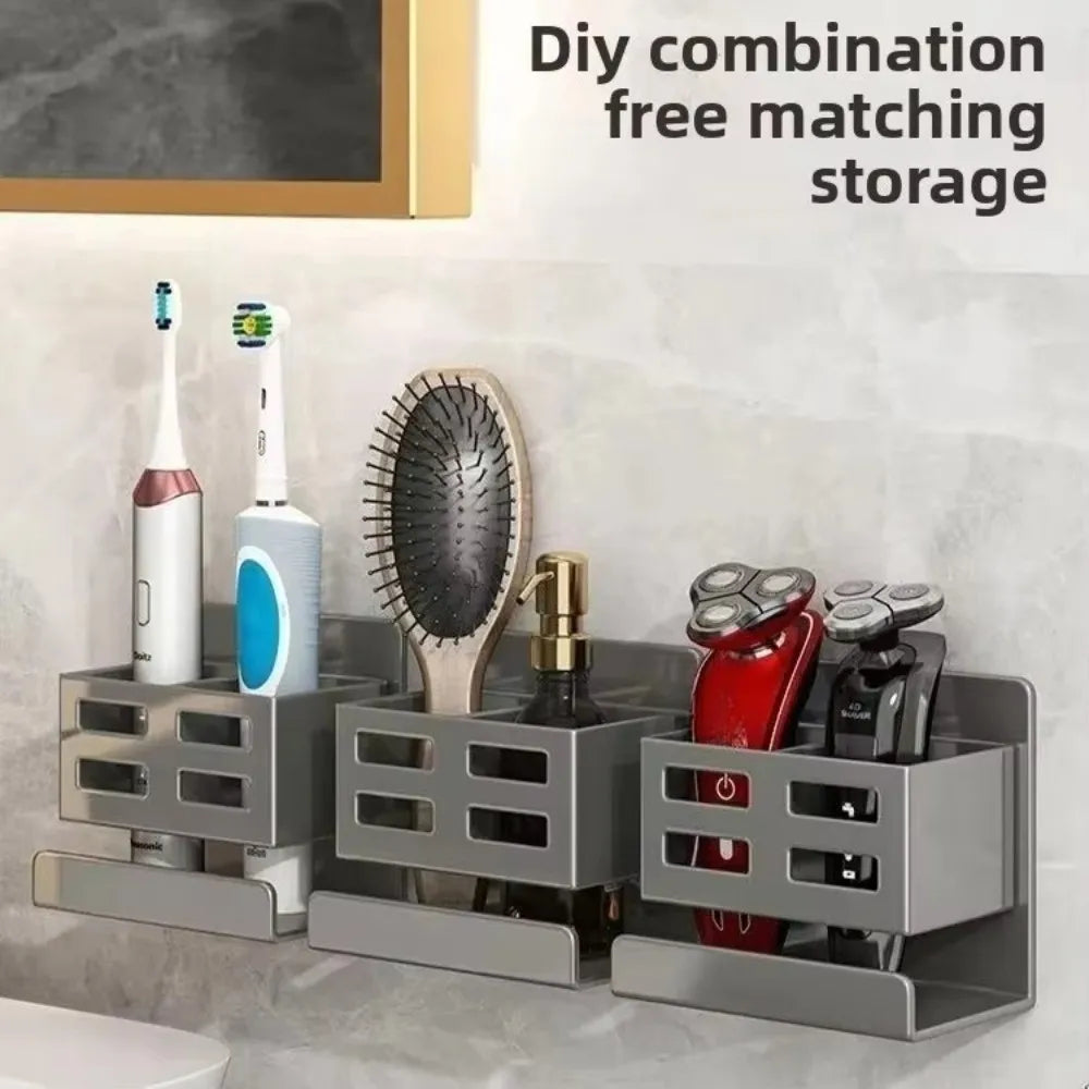Wall-Mounted Toothbrush & Razor Organizer – Punch-Free Rack