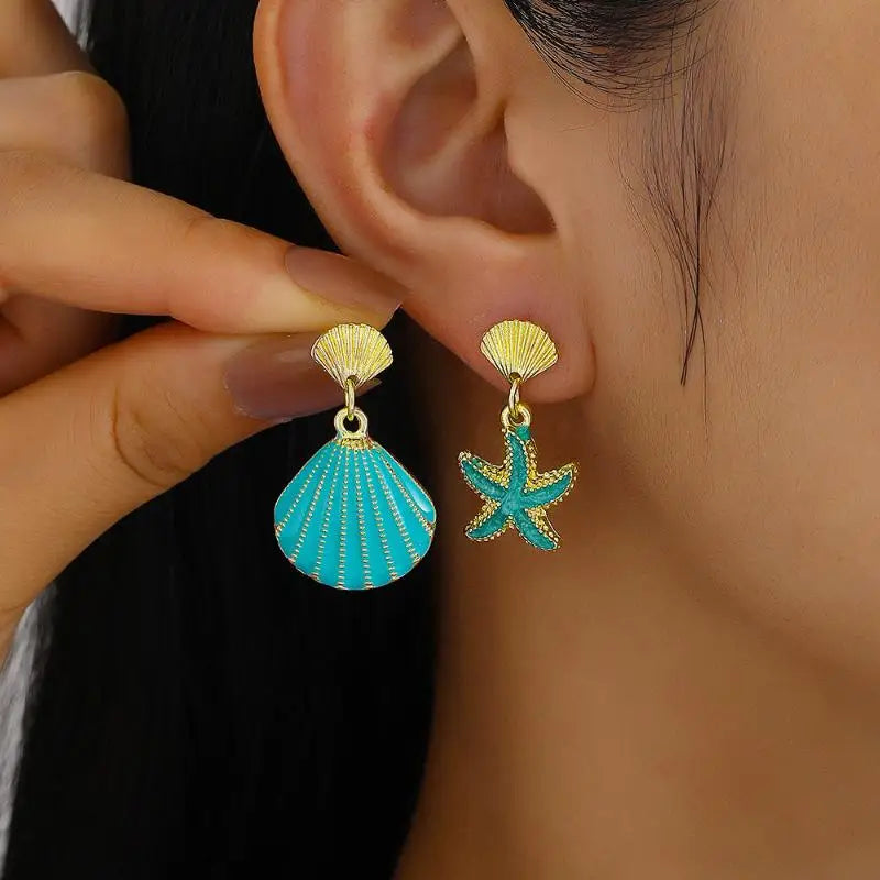 Ocean Shell Stud Earrings – Handmade Stainless Steel Jewelry