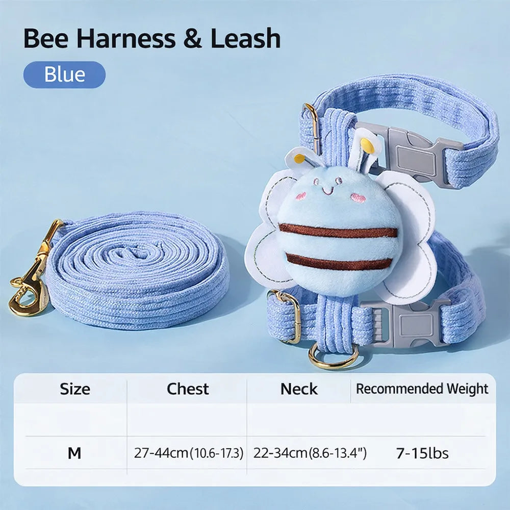 Cartoon Bee Cat & Dog Harness – Adjustable Walking Vest