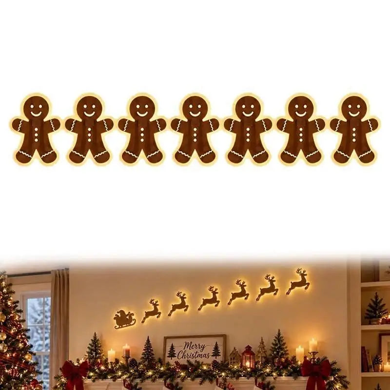 LED Glowing Wooden Reindeer Wall Décor – 7-Piece Christmas Set