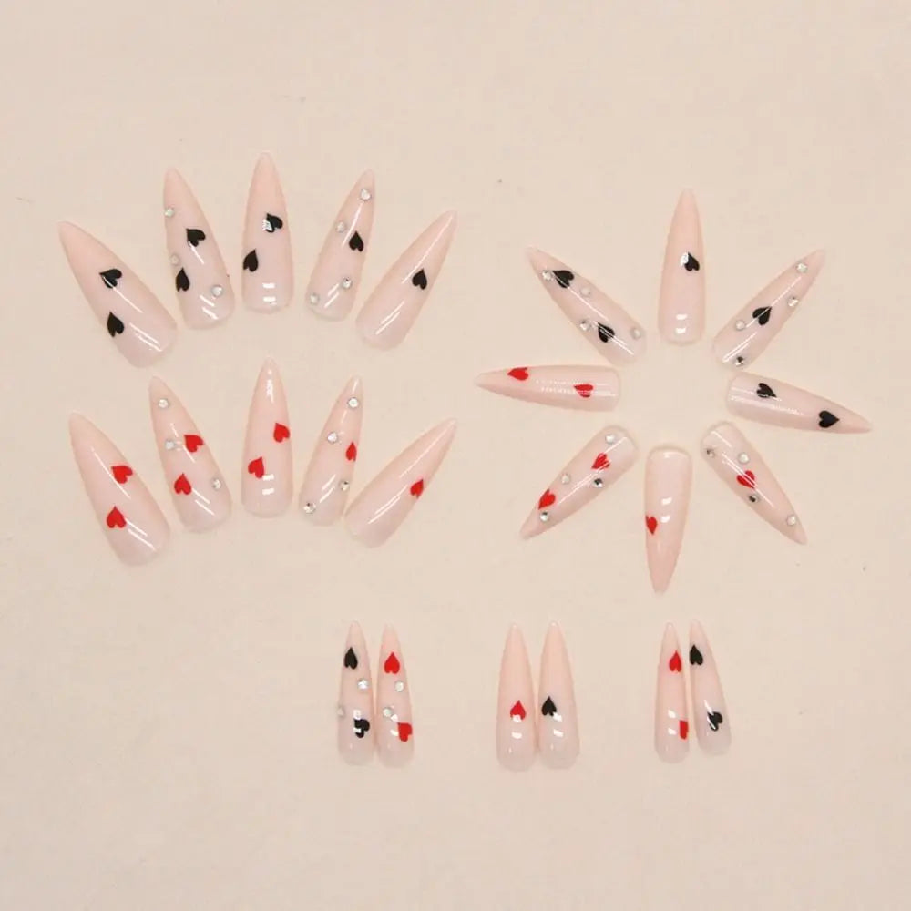 Long Stiletto Press-On Nails – French Aurora Heart Tips 24pc