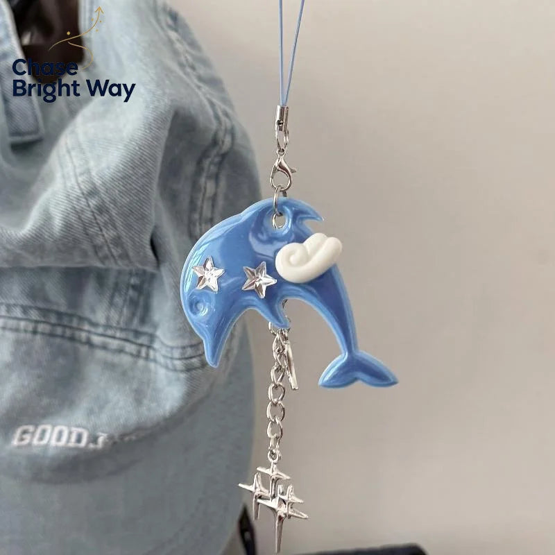 Y2K Dolphin Keychain – Vintage Resin Bag Charm Pendant