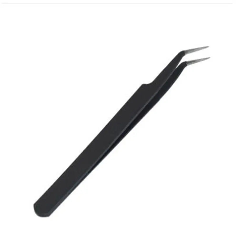 Stainless Steel Eyelash Tweezers – Curved & Straight Black Applicator