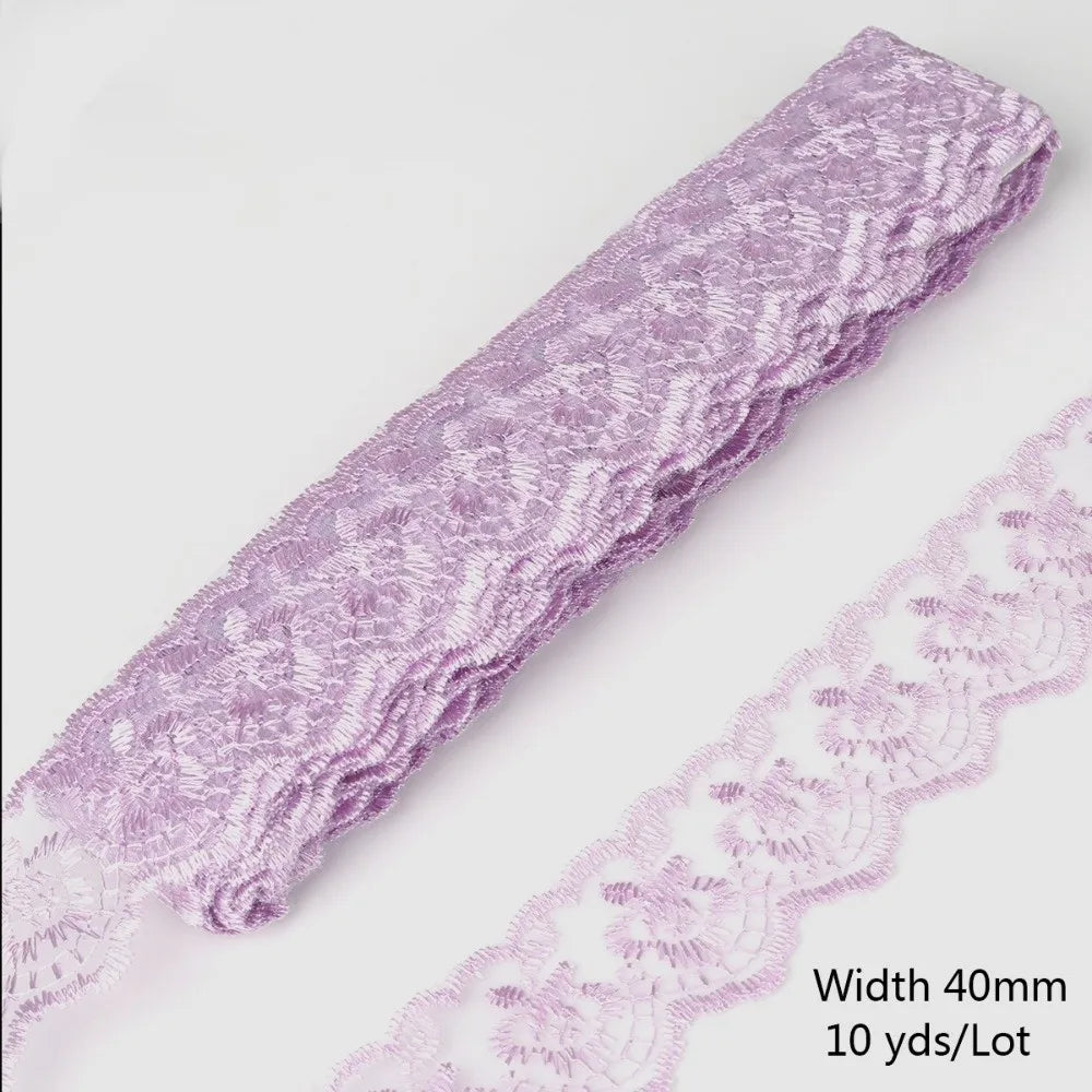 10 Yards Floral Embroidery Lace Trim – Hollow Polyester 40mm