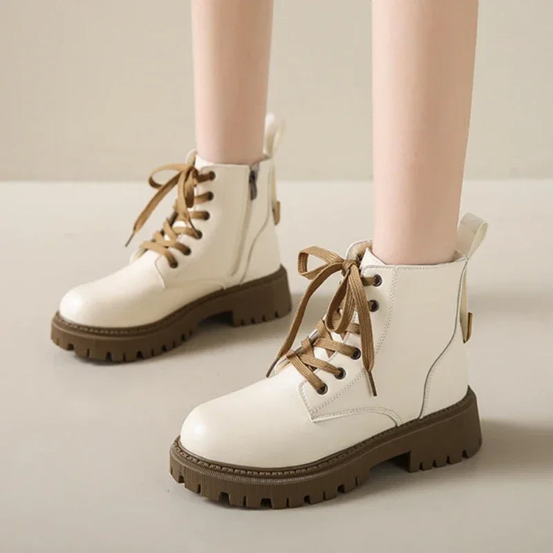 LEDP Women's British Style Ankle Boots – Platform Moto