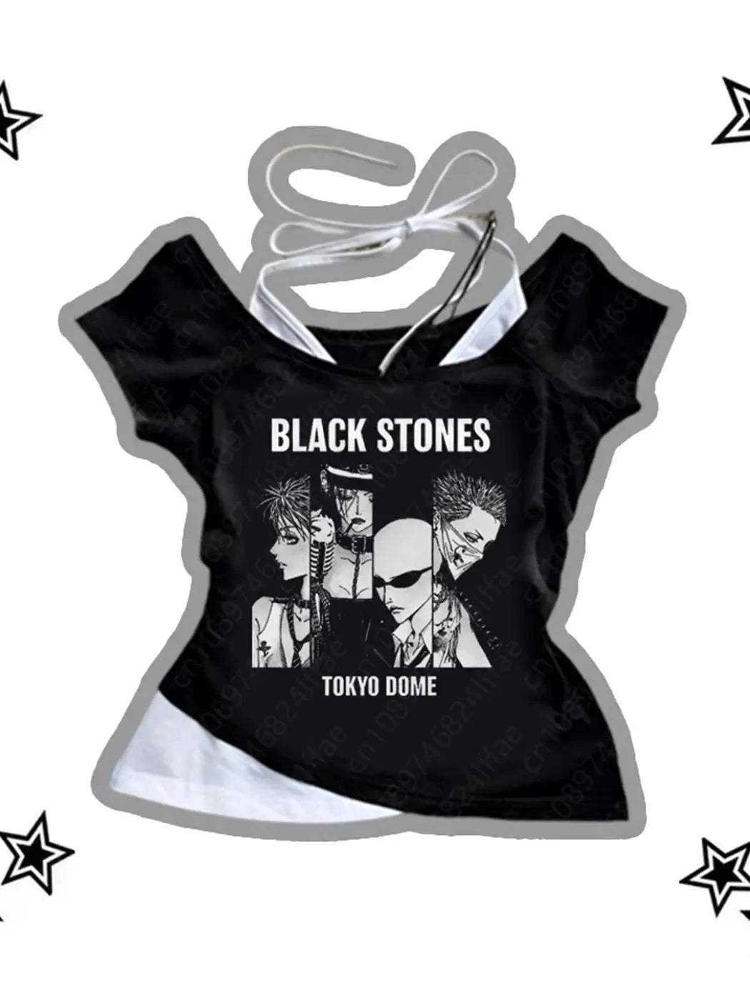 Women's Y2K Punk Gothic Suspender Top | Harajuku Anime Tee