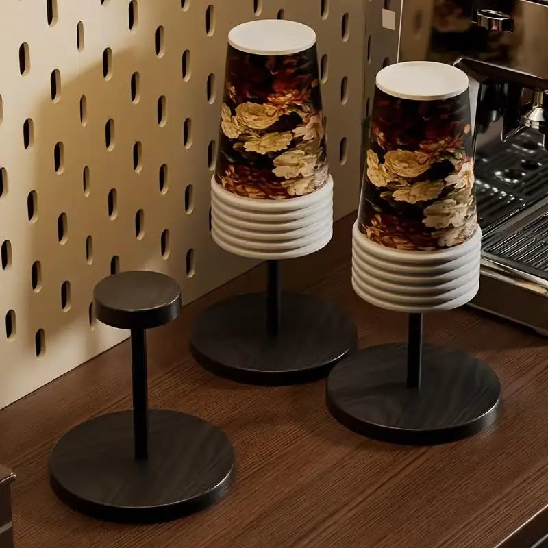 Walnut-Style Disposable Paper Cup Dispenser – Desktop Holder