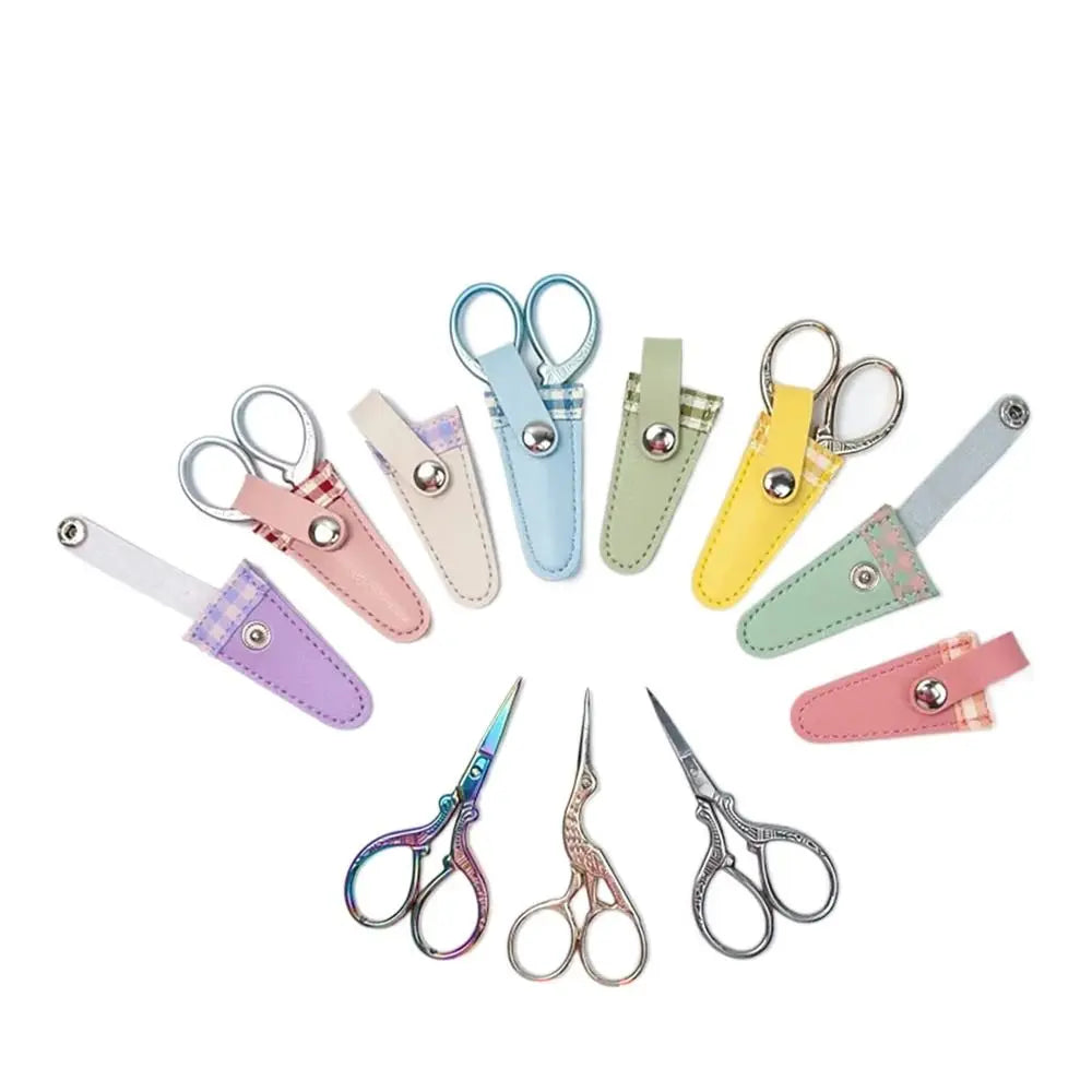 PU Scissors Protective Cover – Colorful Lattice Blade Sleeve