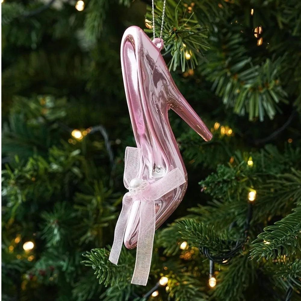 Pink Glitter Christmas Ornaments – Assorted Novelty Shapes