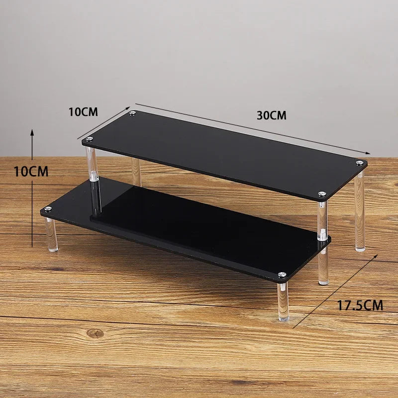 Black Acrylic Display Stand Riser 1–5 Tier Organizer Rack