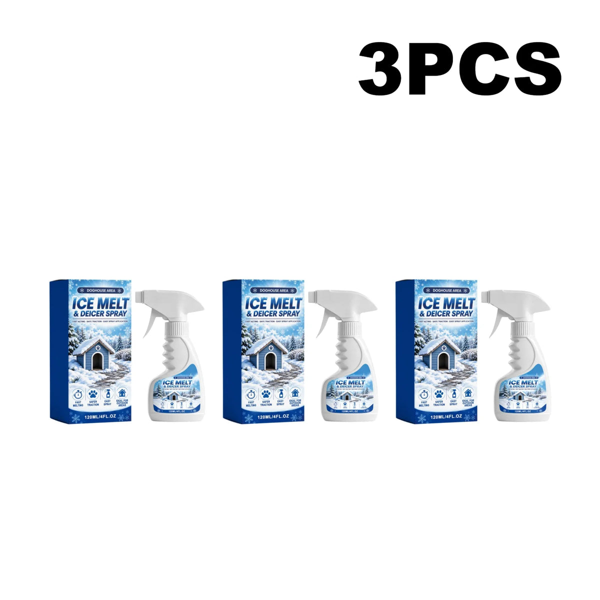 Pet-Safe De-Icer Spray – Fast Ice Melt & Defroster 120ml