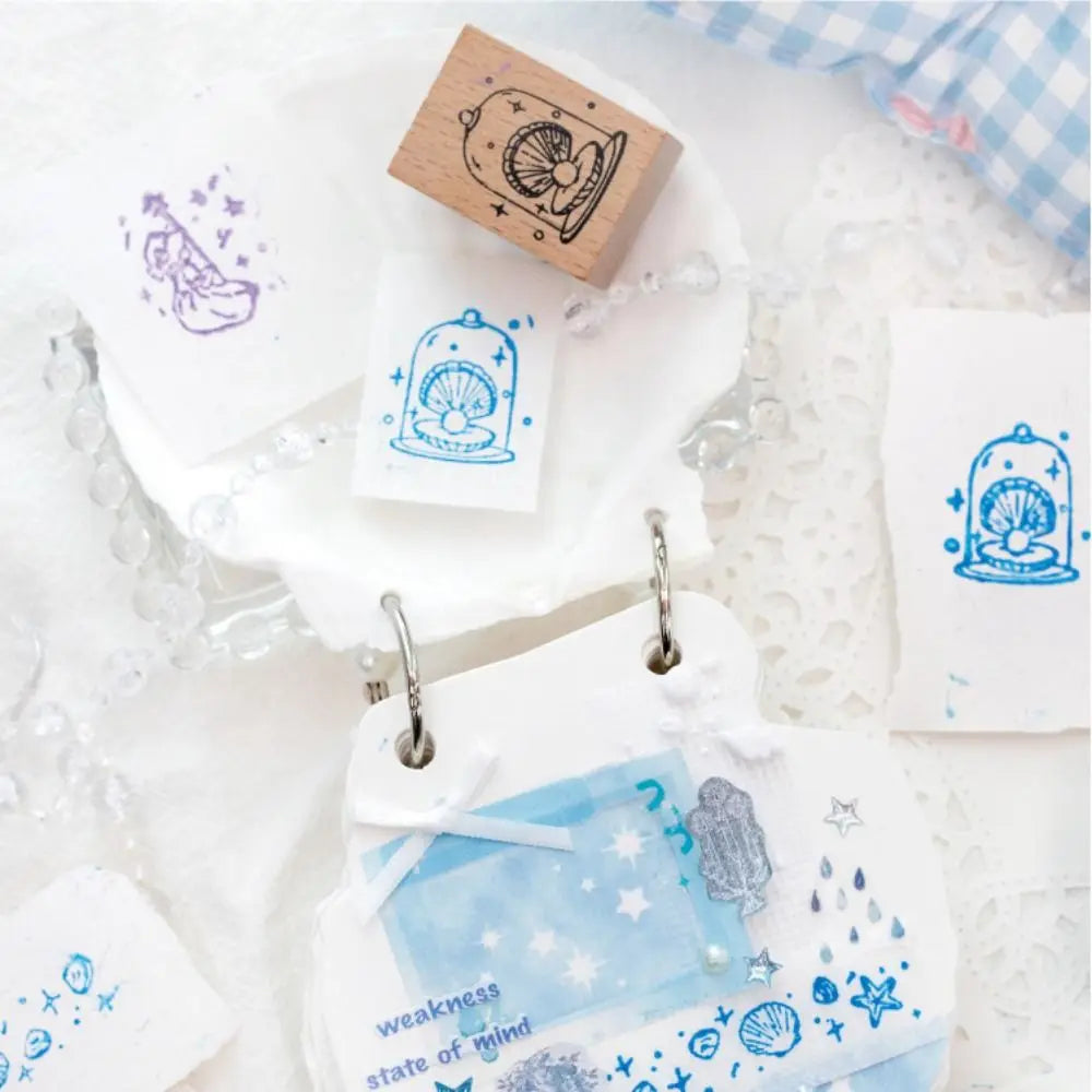 8-Piece Wood Rubber Stamp Set – Forest & Strawberry Journal