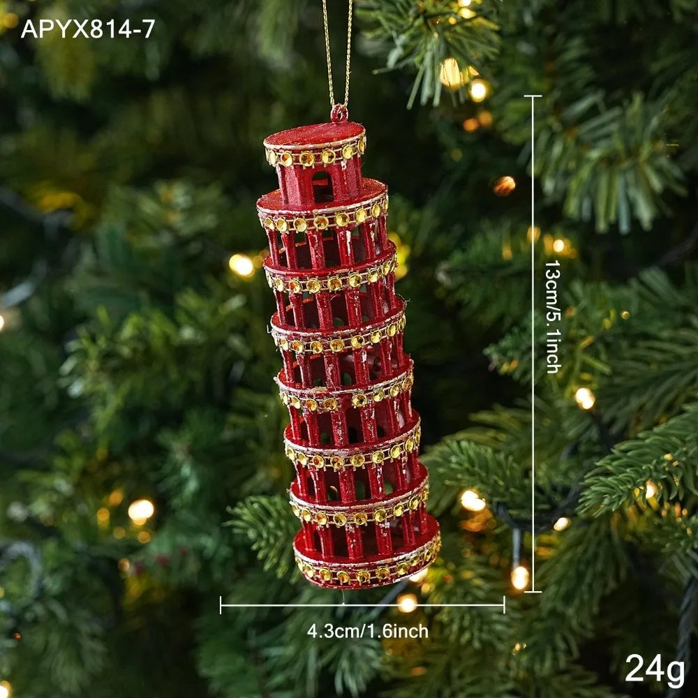 Red Novelty Christmas Ornaments – Glossy Plastic Hanging Pendants