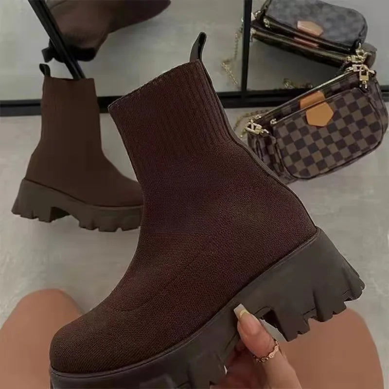 Women's Elastic Sock Ankle Boots – Stretch Knit Slip-On
