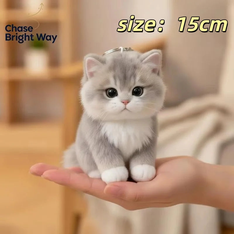 British Shorthair Kitten Plush Keychain | Soft Cat Bag Charm