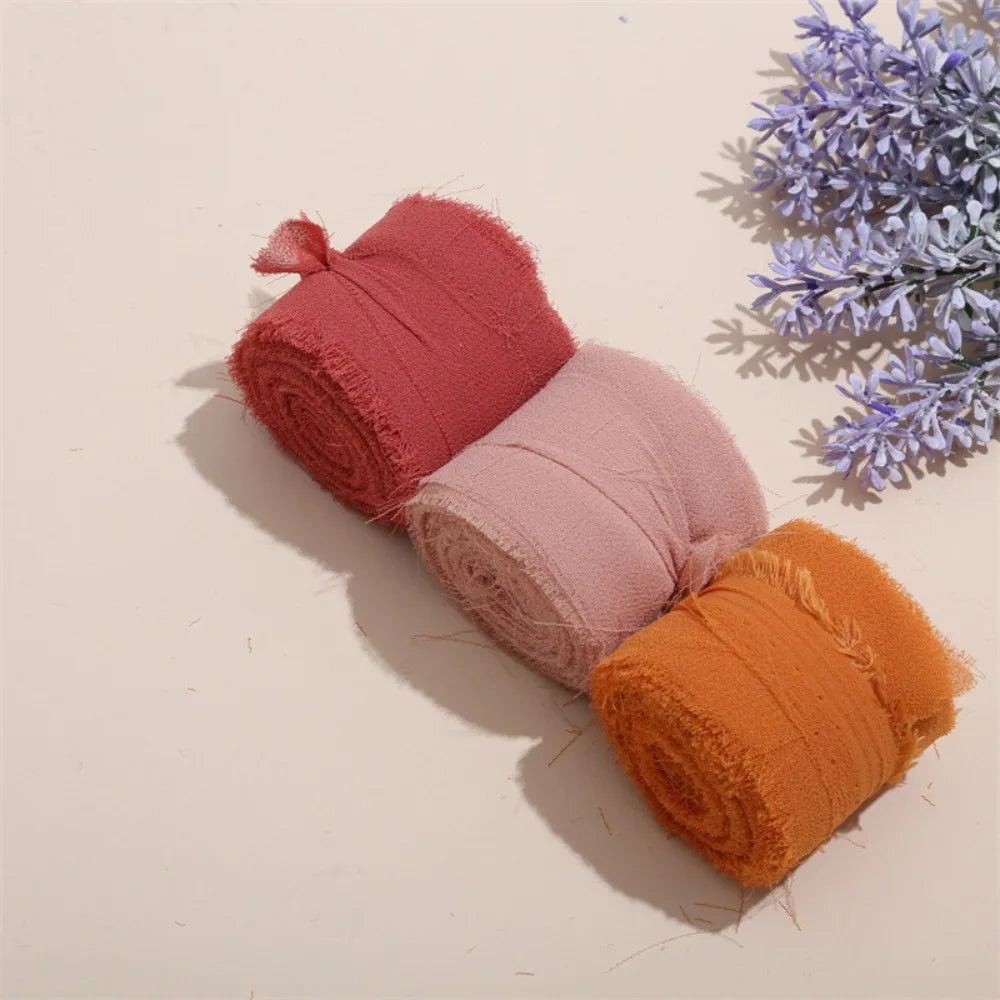 3-Roll Fringe Chiffon Ribbon – 5m DIY Wedding & Craft Décor