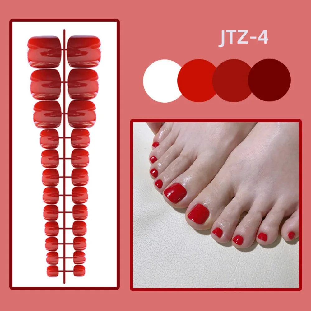 24-Pack Press-On Fake Toenails – Full Cover Acrylic Tips