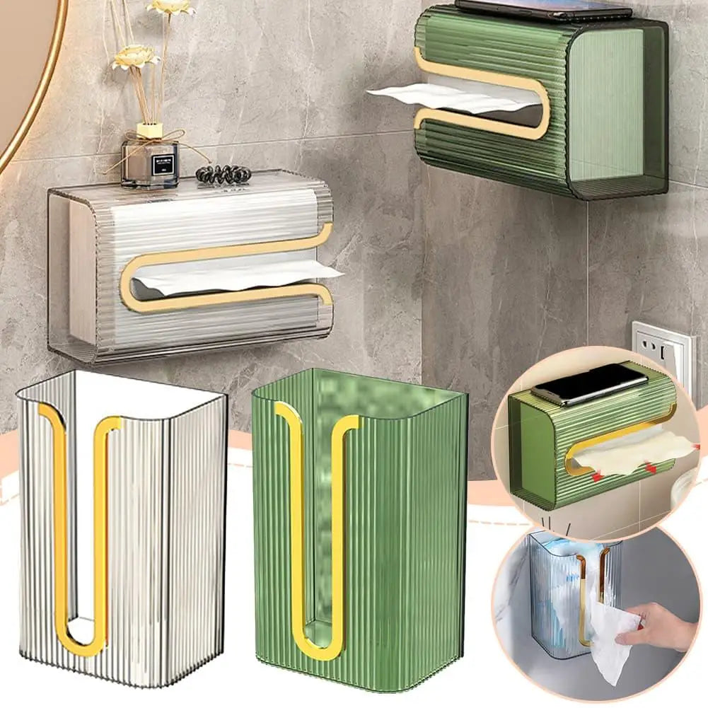 Wall-Mounted Acrylic Tissue Box Holder – Bathroom & Kitchen