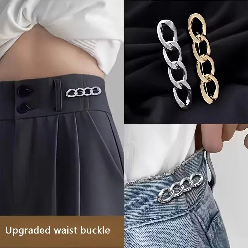 4-in-1 No-Sew Waist Buckle – Adjustable Alloy Snap Fastener 3pcs
